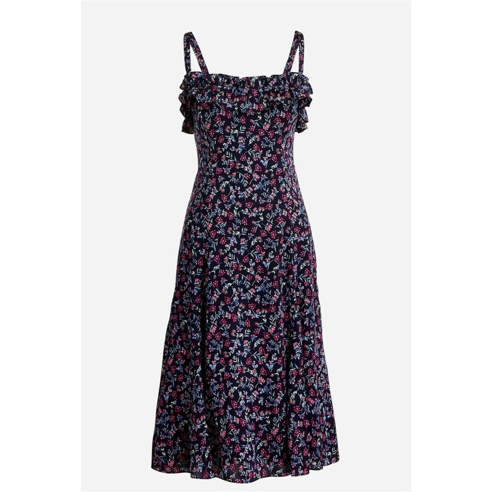 J.Crew Silk Ruffle Floral Dress Size 14